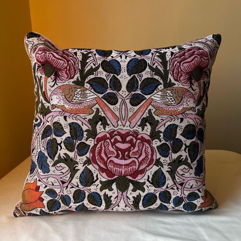 Hines of Oxford Bird & Rose Tapestry Cushion Feather Filled Floral Throw Pillow - Picture 10 of 10